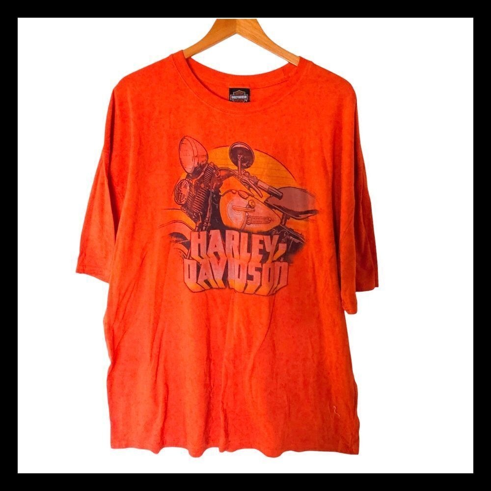 Harley-Davidson‎ Virginia Beach Neptune Motorcycle Graphic T-Shirt Orange 3XL